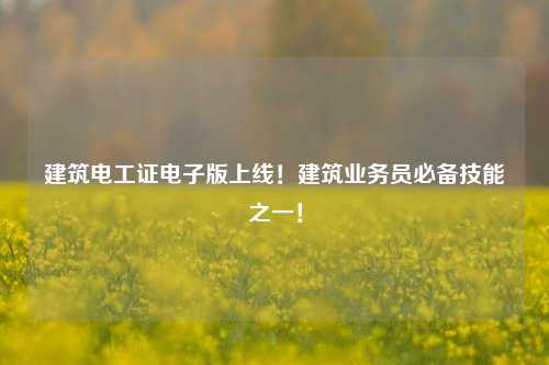 建筑電工證電子版上線！建筑業(yè)務(wù)員必備技能之一！-圖1